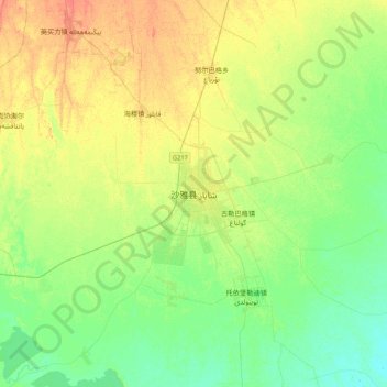 Topografisk kart Shayar, høyde, relieff