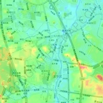 Topografisk kart Wuguan, høyde, relieff