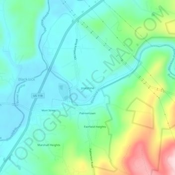 Topografisk kart Josephine, høyde, relieff