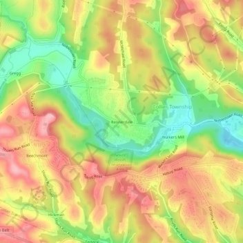 Topografisk kart Rennerdale, høyde, relieff