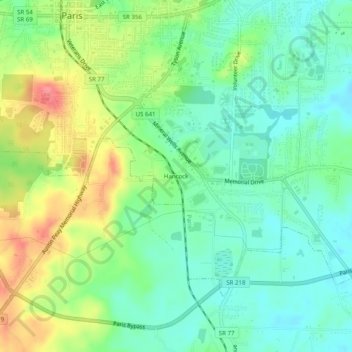Topografisk kart Hancock, høyde, relieff