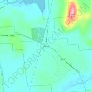 Topografisk kart Gabriels, høyde, relieff