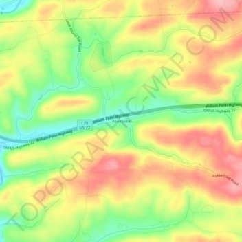 Topografisk kart Klinesville, høyde, relieff