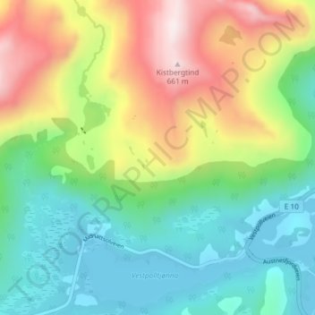 Topografisk kart Lofoten, høyde, relieff