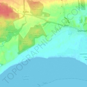 Topografisk kart Davochfin, høyde, relieff