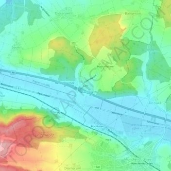 Topografisk kart Lätti, høyde, relieff
