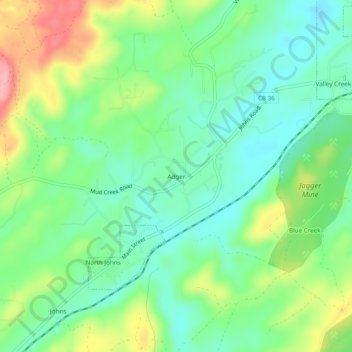 Topografisk kart Adger, høyde, relieff