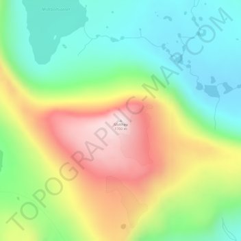 Topografisk kart Midthøa, høyde, relieff