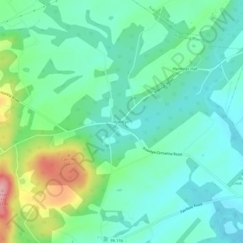Topografisk kart Knoxlyn, høyde, relieff