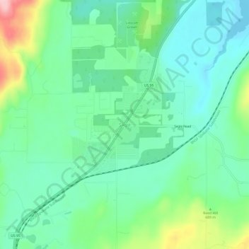 Topografisk kart Sagle, høyde, relieff
