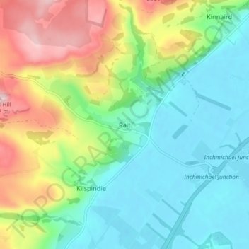 Topografisk kart Rait, høyde, relieff