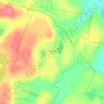 Topografisk kart Conashaugh Lakes, høyde, relieff