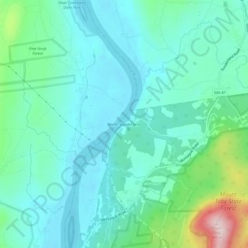 Topografisk kart North Sunderland, høyde, relieff