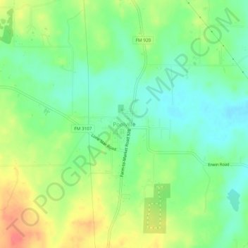 Topografisk kart Poolville, høyde, relieff