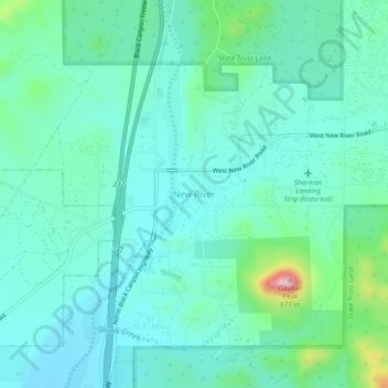 Topografisk kart New River, høyde, relieff