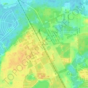 Topografisk kart Satsuma, høyde, relieff