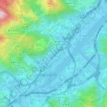 Topografisk kart Ha Wo Che, høyde, relieff