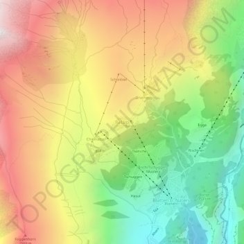 Topografisk kart Belalp, høyde, relieff