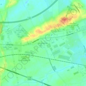 Topografisk kart New Kingstown, høyde, relieff
