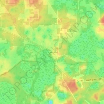 Topografisk kart Putnam Hall, høyde, relieff