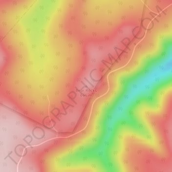 Topografisk kart Bear Rocks, høyde, relieff