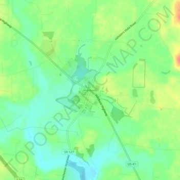Topografisk kart Hillsboro, høyde, relieff