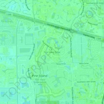 Topografisk kart Pine Island Ridge, høyde, relieff