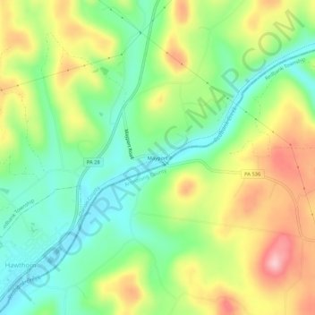 Topografisk kart Mayport, høyde, relieff