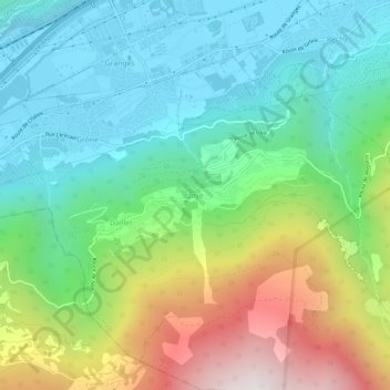Topografisk kart Loye, høyde, relieff