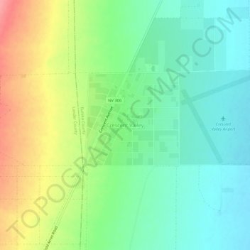 Topografisk kart Crescent Valley, høyde, relieff