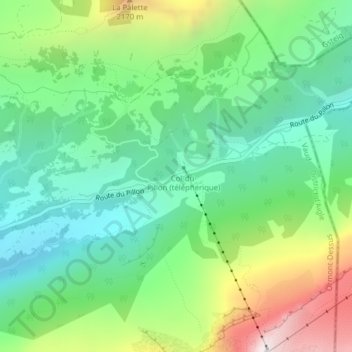 Topografisk kart Col du Pillon, høyde, relieff
