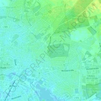 Topografisk kart W8, høyde, relieff