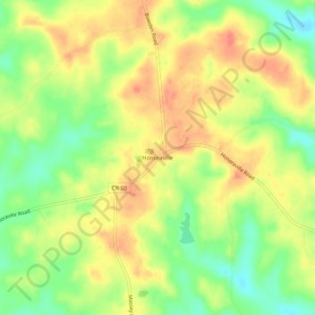 Topografisk kart Honoraville, høyde, relieff