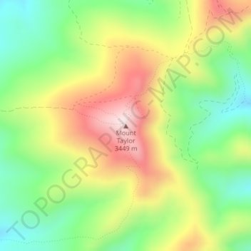 Topografisk kart Mount Taylor, høyde, relieff
