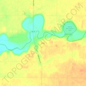 Topografisk kart Cutler, høyde, relieff
