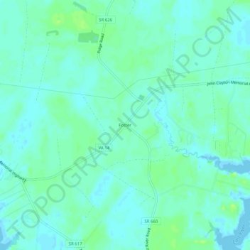 Topografisk kart Foster, høyde, relieff