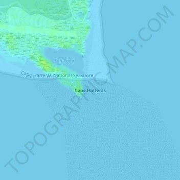 Topografisk kart Cape Hatteras, høyde, relieff