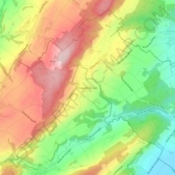 Topografisk kart Chapelle (Broye), høyde, relieff