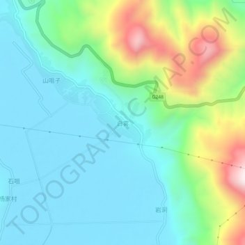 Topografisk kart Baiwu, høyde, relieff
