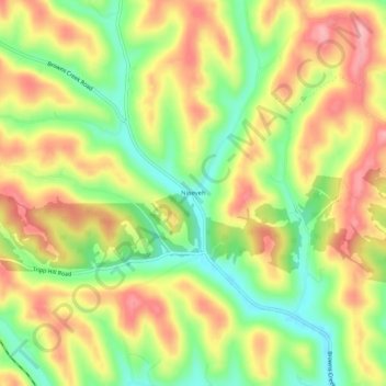 Topografisk kart Nineveh, høyde, relieff