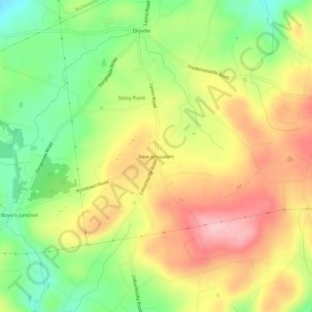 Topografisk kart New Jerusalem, høyde, relieff