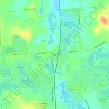 Topografisk kart Clyde, høyde, relieff