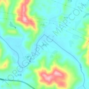 Topografisk kart Langzhou, høyde, relieff