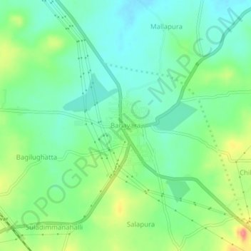 Topografisk kart Banavara, høyde, relieff