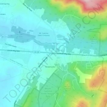 Topografisk kart Greenwood, høyde, relieff