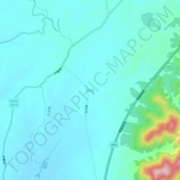 Topografisk kart Baofang, høyde, relieff