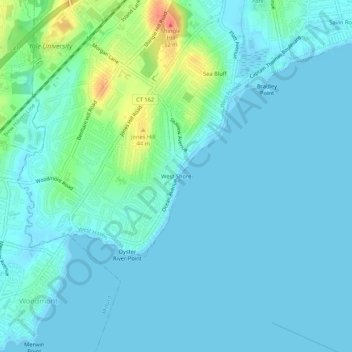 Topografisk kart West Shore, høyde, relieff