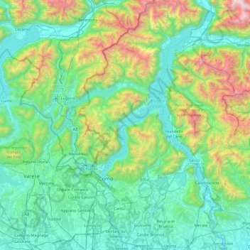 Topografisk kart Como, høyde, relieff