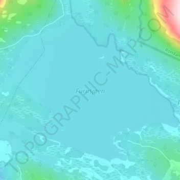 Topografisk kart Furusjøen, høyde, relieff