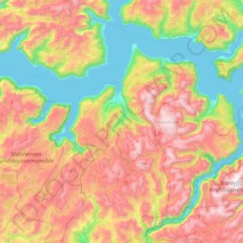 Topografisk kart Vik, høyde, relieff